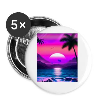 Synthwave Sun Hawaii Vaporwave Esthétique - Lot de 5 grands badges (56 mm) - blanc - Devant