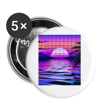 Synthwave Sun Hawaii Vaporwave Aesthetic - Buttons large 2.2''/56 mm (5-pack) - white - Front