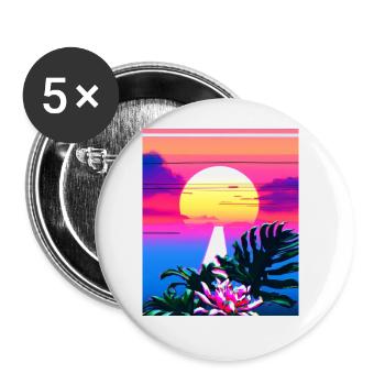 Synthwave Sun Hawaii Vaporwave Esthétique - Lot de 5 grands badges (56 mm) - blanc - Devant