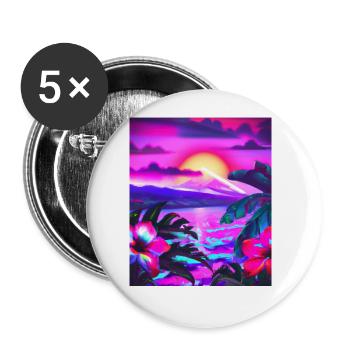 Synthwave Sun Hawaii Vaporwave Aesthetic - Buttons large 2.2''/56 mm (5-pack) - white - Front