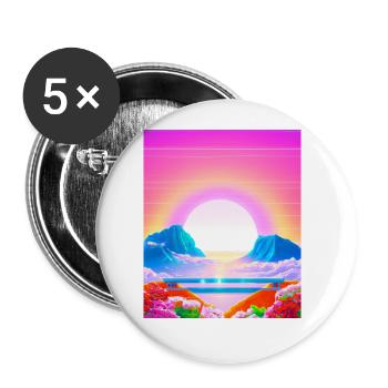 Synthwave Sun Hawaii Vaporwave Aesthetic - Buttons large 2.2''/56 mm (5-pack) - white - Front