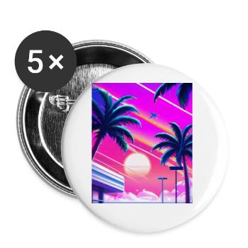 Synthwave Sun Hawaii Vaporwave Esthétique - Lot de 5 grands badges (56 mm) - blanc - Devant