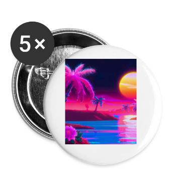 Synthwave Sun Hawaii Vaporwave Aesthetic - Buttons large 2.2''/56 mm (5-pack) - white - Front