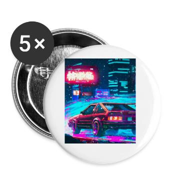 Vaporwave Esthétique Synthwave City - Lot de 5 grands badges (56 mm) - blanc - Devant