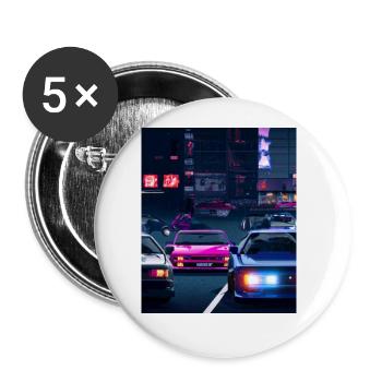 Vaporwave Esthétique Synthwave Car - Lot de 5 grands badges (56 mm) - blanc - Devant