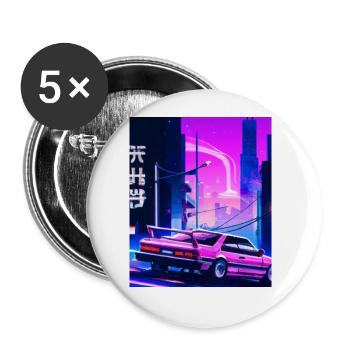 Vaporwave Esthétique Synthwave Car - Lot de 5 grands badges (56 mm) - blanc - Devant