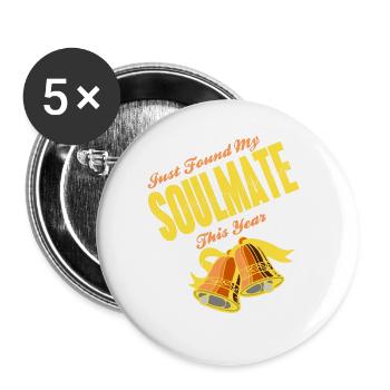 Just Found My Soulmate This Year Retro Soulmate - Buttons groß 56 mm (5er Pack) - Weiß - Vorne