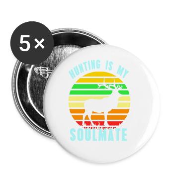 Hunting Is My Soulmate Retro Hunter Designs - Buttons large 2.2''/56 mm (5-pack) - white - Front