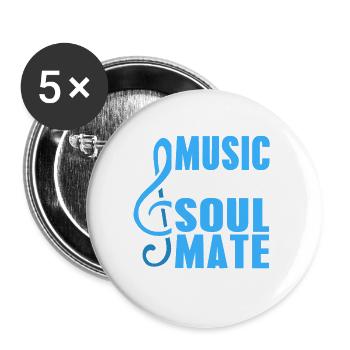 Music Is My Soulmate Retro Music Lover Designs - Buttons large 2.2''/56 mm (5-pack) - white - Front