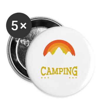 Camping Gift Drôle de dicton pour les campeurs - Lot de 5 grands badges (56 mm) - blanc - Devant