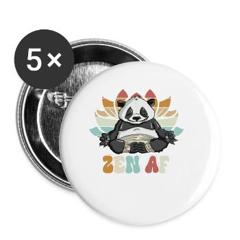Peaceful Zen AF Panda Yoga Explorative Graphic - Buttons groß 56 mm (5er Pack) - Weiß - Vorne