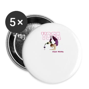 Yoga But First Red Wine Relaxation Unique - Buttons groß 56 mm (5er Pack) - Weiß - Vorne