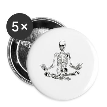 Heavily Meditated Skeleton Yogi Trendy Graphic - Buttons groß 56 mm (5er Pack) - Weiß - Vorne