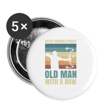Never underestimate the old man with the - Buttons large 2.2''/56 mm (5-pack) - white - Front