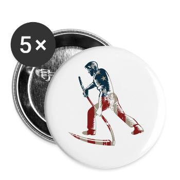 Farming Farmer American Flag Us - Buttons groß 56 mm (5er Pack) - Weiß - Vorne