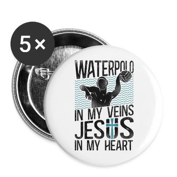 Water Polo Girl Christian Faith - Buttons groß 56 mm (5er Pack) - Weiß - Vorne