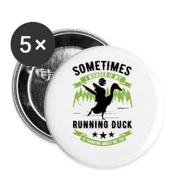 Indian Running Duck Bouteille cadeau Canard Canard - Lot de 5 grands badges (56 mm) - blanc - Devant