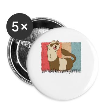 Ferret Retro Weasel Vintage - Buttons large 2.2''/56 mm (5-pack) - white - Front