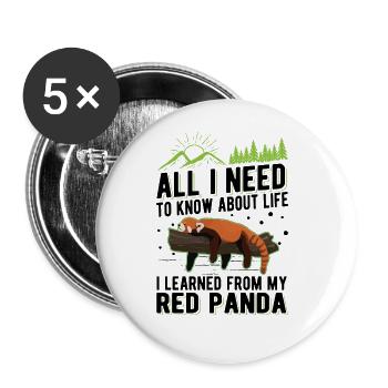 Red Panda Gift Cat Bear Red Panda - Buttons large 2.2''/56 mm (5-pack) - white - Front