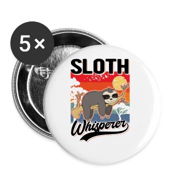 Faultier Flüsterer Sloth Whisperer - Buttons groß 56 mm (5er Pack) - Weiß - Vorne