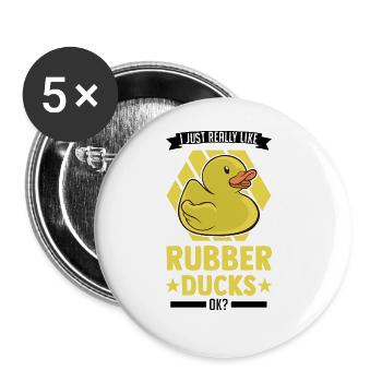 J’aime vraiment Rubber Ducks Rubber Duck - Lot de 5 grands badges (56 mm) - blanc - Devant