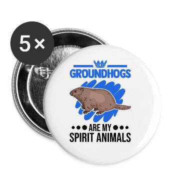 Murmeltier Spirit Animal Groundhog Marmot - Buttons groß 56 mm (5er Pack) - Weiß - Vorne