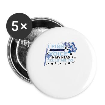 I fish rod-fisher-fish-fisher-funny- - Buttons large 2.2''/56 mm (5-pack) - white - Front