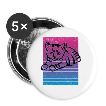 Retro Cat Graphic Cat for Cat Owners - Buttons large 2.2''/56 mm (5-pack) - white - Front