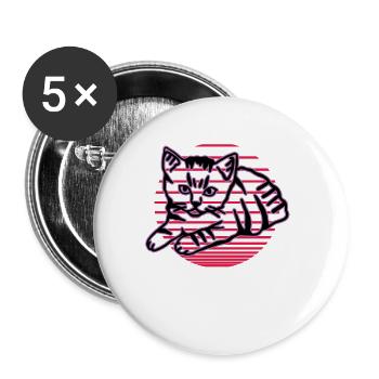 Retro Cat Graphic Cat for Cat Owners - Buttons large 2.2''/56 mm (5-pack) - white - Front