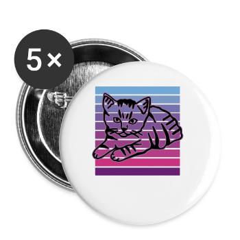 Retro Cat Graphic Cat for Cat Owners - Buttons large 2.2''/56 mm (5-pack) - white - Front