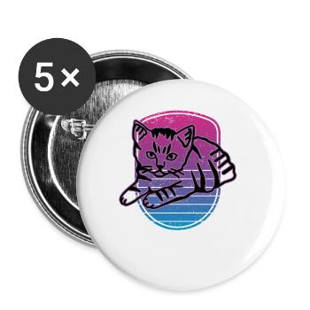 Retro Cat Graphic Cat for Cat Owners - Buttons large 2.2''/56 mm (5-pack) - white - Front