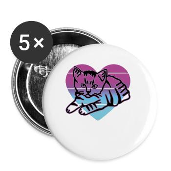 Retro Cat Graphic Cat for Cat Owners - Buttons large 2.2''/56 mm (5-pack) - white - Front