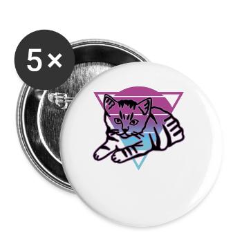 Retro Cat Graphic Cat for Cat Owners - Buttons large 2.2''/56 mm (5-pack) - white - Front
