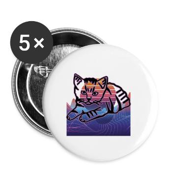 Retro Cat Graphic Cat for Cat Owners - Buttons large 2.2''/56 mm (5-pack) - white - Front