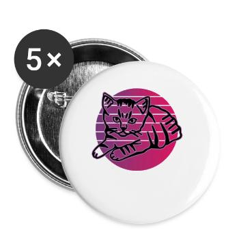 Retro Cat Graphic Cat for Cat Owners - Buttons large 2.2''/56 mm (5-pack) - white - Front
