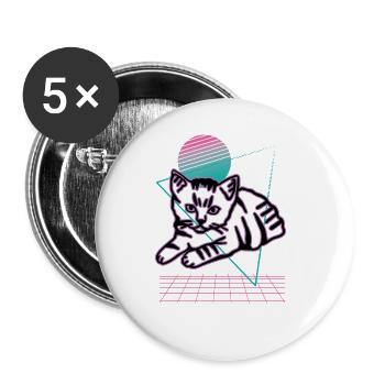 Retro Cat Graphic Cat for Cat Owners - Buttons large 2.2''/56 mm (5-pack) - white - Front