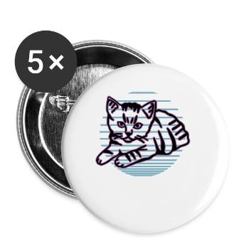 Retro Katze Grafik Katze für Katzenbesitzer - Buttons groß 56 mm (5er Pack) - Weiß - Vorne