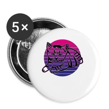 Retro Cat Graphic Cat for Cat Owners - Buttons large 2.2''/56 mm (5-pack) - white - Front