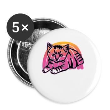 Retro Cat Graphic Cat for Cat Owners - Buttons large 2.2''/56 mm (5-pack) - white - Front