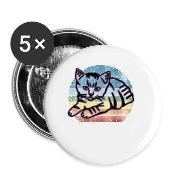 Retro Cat Graphic Cat for Cat Owners - Buttons large 2.2''/56 mm (5-pack) - white - Front