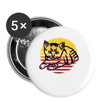Retro Cat Graphic Cat for Cat Owners - Buttons large 2.2''/56 mm (5-pack) - white - Front