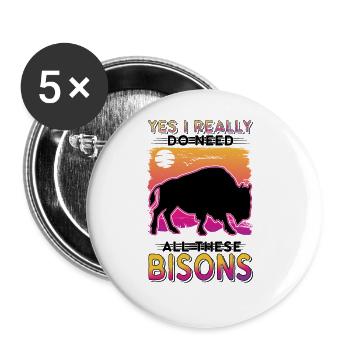 Buffalo Gift Bison Buffallo Water Buffalo - Buttons large 2.2''/56 mm (5-pack) - white - Front
