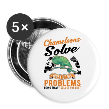 Chameleon Gift Chameleon - Buttons large 2.2''/56 mm (5-pack) - white - Front