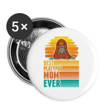 Meilleure maman ornithorynque jamais Schnabeltier Mama - Lot de 5 grands badges (56 mm) - blanc - Devant