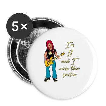 I'm 11 - Girl Guitarist - Buttons large 2.2''/56 mm (5-pack) - white - Front