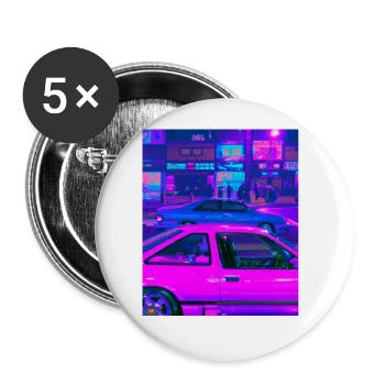 Vaporwave Esthétique Synthwave Car - Lot de 5 grands badges (56 mm) - blanc - Devant