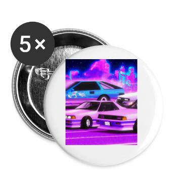 Vaporwave Esthétique Synthwave Car - Lot de 5 grands badges (56 mm) - blanc - Devant