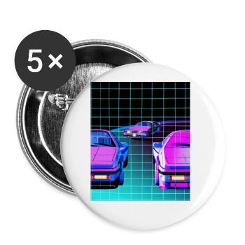 Vaporwave Esthétique Synthwave Car - Lot de 5 grands badges (56 mm) - blanc - Devant