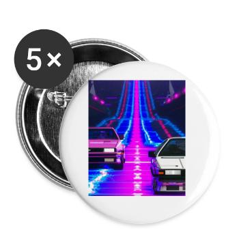 Vaporwave Esthétique Synthwave Car - Lot de 5 grands badges (56 mm) - blanc - Devant