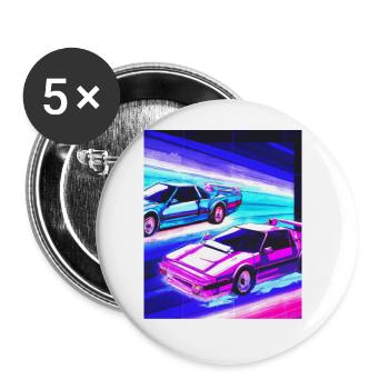Vaporwave Esthétique Synthwave Car - Lot de 5 grands badges (56 mm) - blanc - Devant
